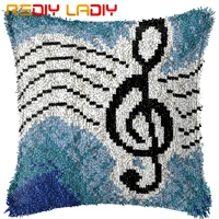 latch hook kit make your own cushion music pattern pre printed canvas crochet pillow case latch hook cushion cover hobby craft