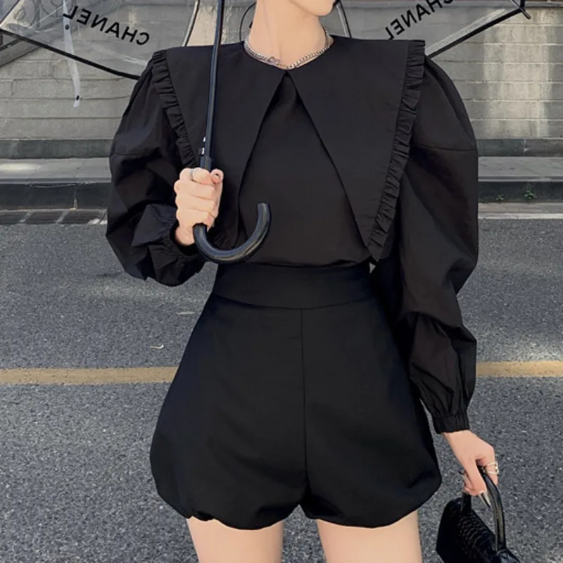 

Рубашка с рукавом-фонариком и воротником «Питер Пэн»