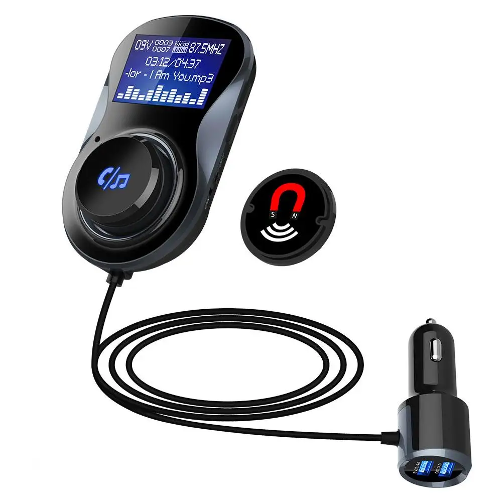 Vehemo Bluetoothレシーバーfmアダプタ車mp3プレーヤーハンズフリーステレオオーディオfmトランスミッターユニバーサルtfカード音楽 Leather Bag