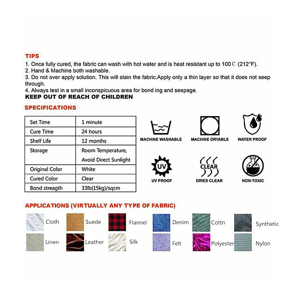 2 шт. 40 мл для ремонта одежды клей ткань стежка жидкий шитья раствор комплект без