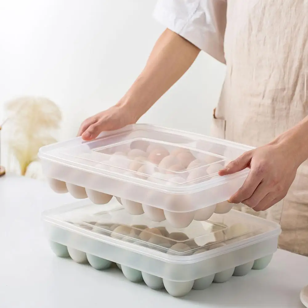 

Single Layer Egg Storage Box With Lid 34 Grid Household Egg Container Refrigerator Food Storage Box