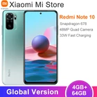 Глобальная версия Смартфон Xiaomi Redmi Note 10, 4 Гб ОЗУ 64 Гб ПЗУ, Восьмиядерный процессор Snapdragon 678, AMOLED дисплей 6,43 дюйма, 48MP Quad Camera
