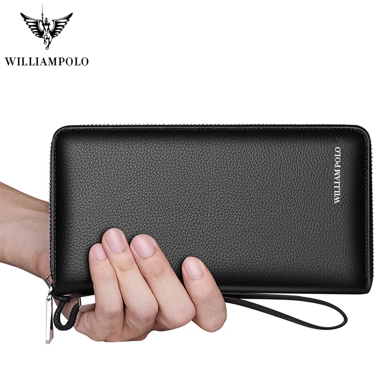 Мужской кошелек WILLIAMPOLO из натуральной кожи с RFID защитой и отделением для