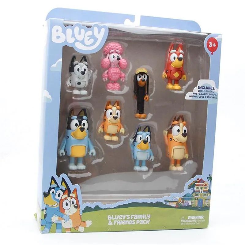 8 шт./компл. фигурки героев семьи Bluey игрушки мультяшная собака модель из ПВХ Friends