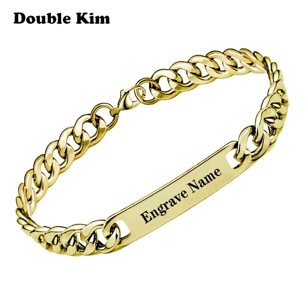 

Classic Men's Engrave Customized Bracelet Titanium Stainless Steel Material DIY Engrave Word Bangle Fashion Customized Jewelry