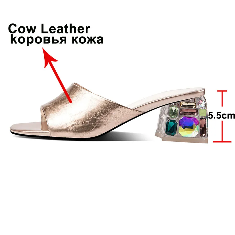 Шлепанцы FOREADA женские из натуральной кожи сандалии на высоком массивном каблуке