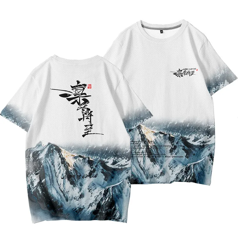 Летняя мода с изображением заснеженной горы принтом на каждый день спортивные