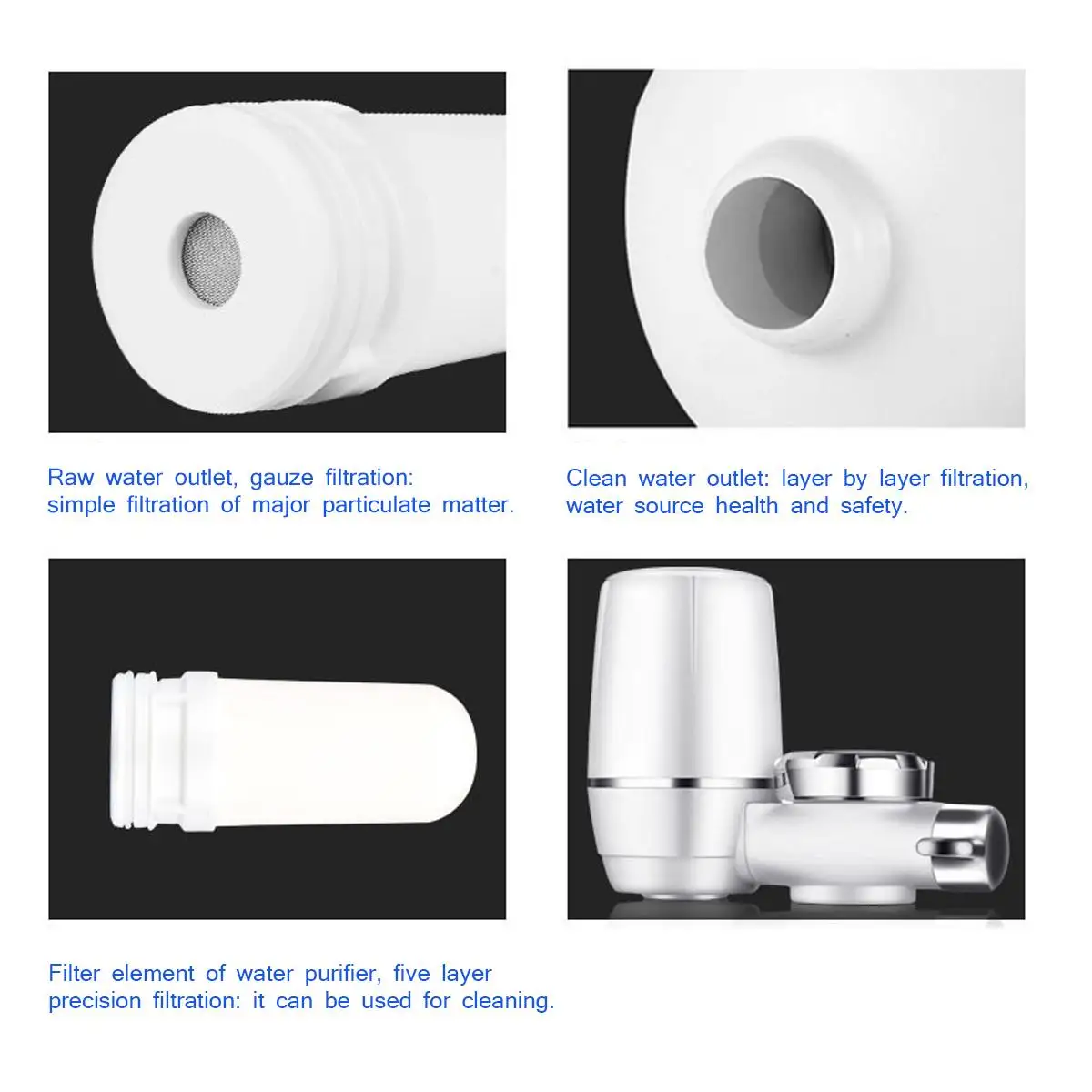 

Tap Water Purifier Clean Kitchen Faucet Washable Ceramic Percolator Water Filter Filtro Rust Bacteria Removal Replacement Filte