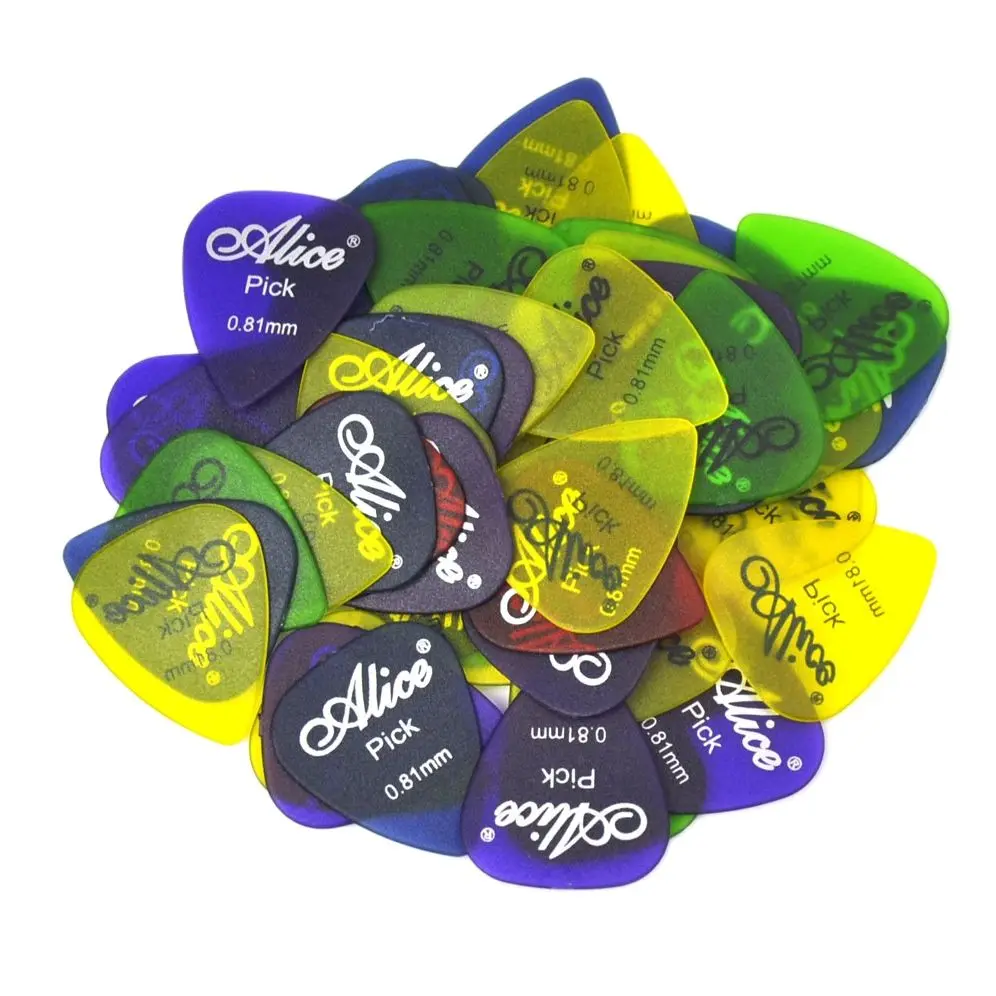 

Alice 100pcs Medium 0.81mm Transparent Matte Guitar Picks Plectrums Polycarbonate Assorted Colors