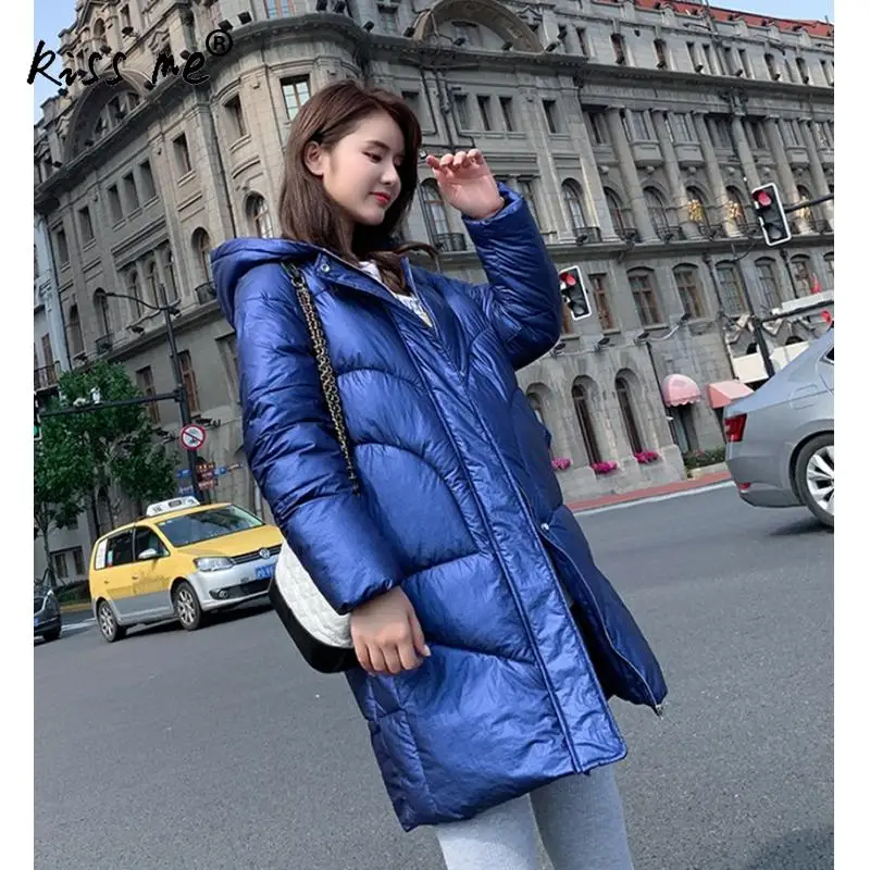 Однотонная женская зимняя куртка пуховик для улицы теплое пальто с капюшоном