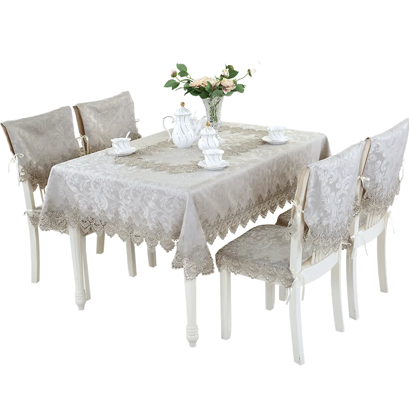 

Tablecloth Little Gray Europe Luxury Embroidered Table Dining Table Cover Cloth Lace Coffee Table Flag Cushion Cover Set HM322A