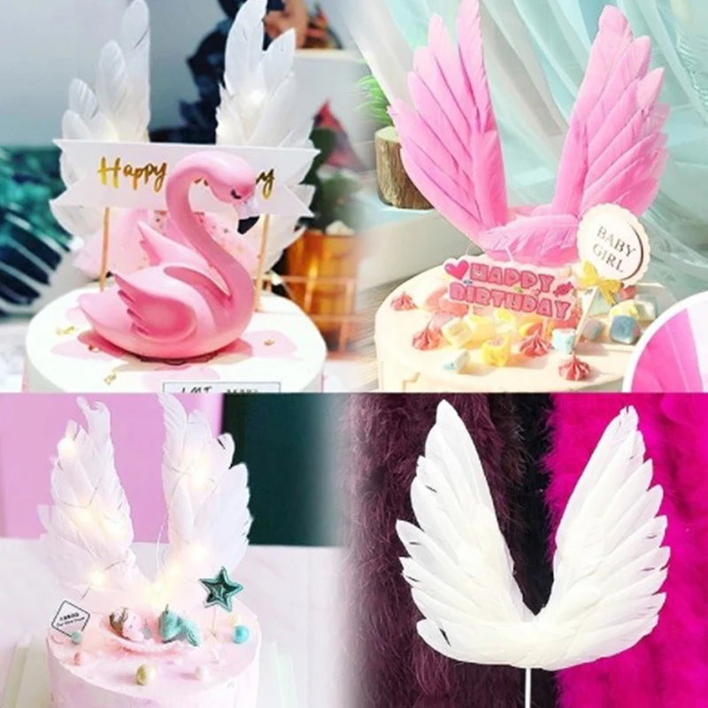 

«Крылья Ангела» торт топпера, на свадьбу, в виде пирожного в чашке с флагом вечерние украшения с днем рождения вставка для торта выпечки декор в виде лебедя перо крыла