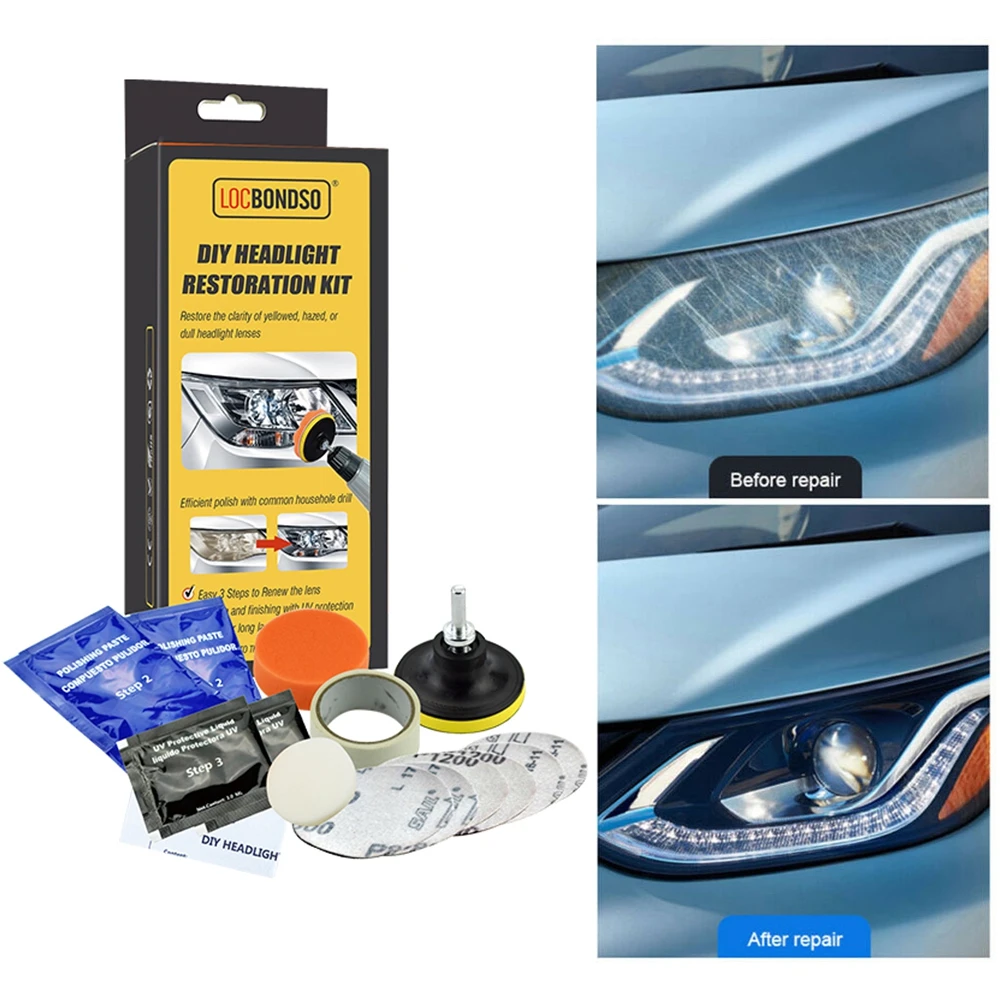 Headlight Restoration Kit Automatic Headlight Cleaner Headlamp Lens Cleaning Kit For Long Lasting Protection
