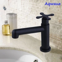 aqwaua bathroom cold water tap matt black stainless steel basin faucet crane for kitchen accessories bag