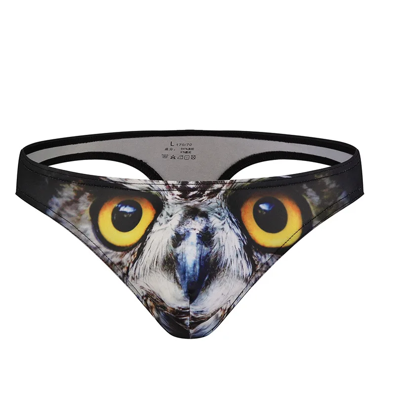 

Fashion Men's Sexy 3D Animal Printed Briefs Fetish Shorts Summer Smooth Ice Silk Pants Low Waist G-Strings Exotic Mens Underwear