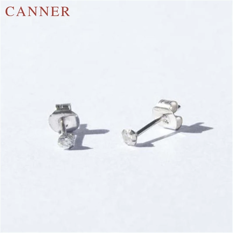 silver 925 пробы серебряные маленькие круглые Фианит, циркон, кристалл, серьги со шпилькой, для Для женщин золото серьги для свадьбы, помолвки, пирсинг, ювелирное изделие в подарок - Окраска металла: silver