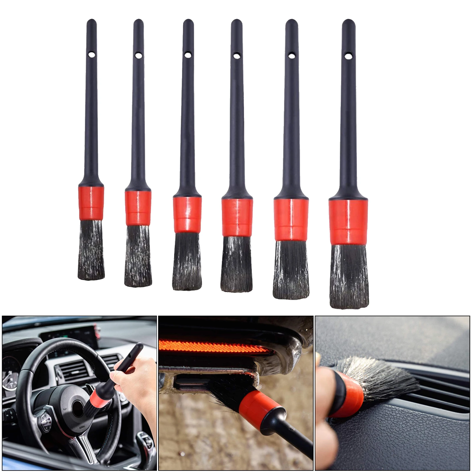 

6 PCS Car Detailing Brush Kit Vehicle Auto Interior Wheel Engine Clean Tool