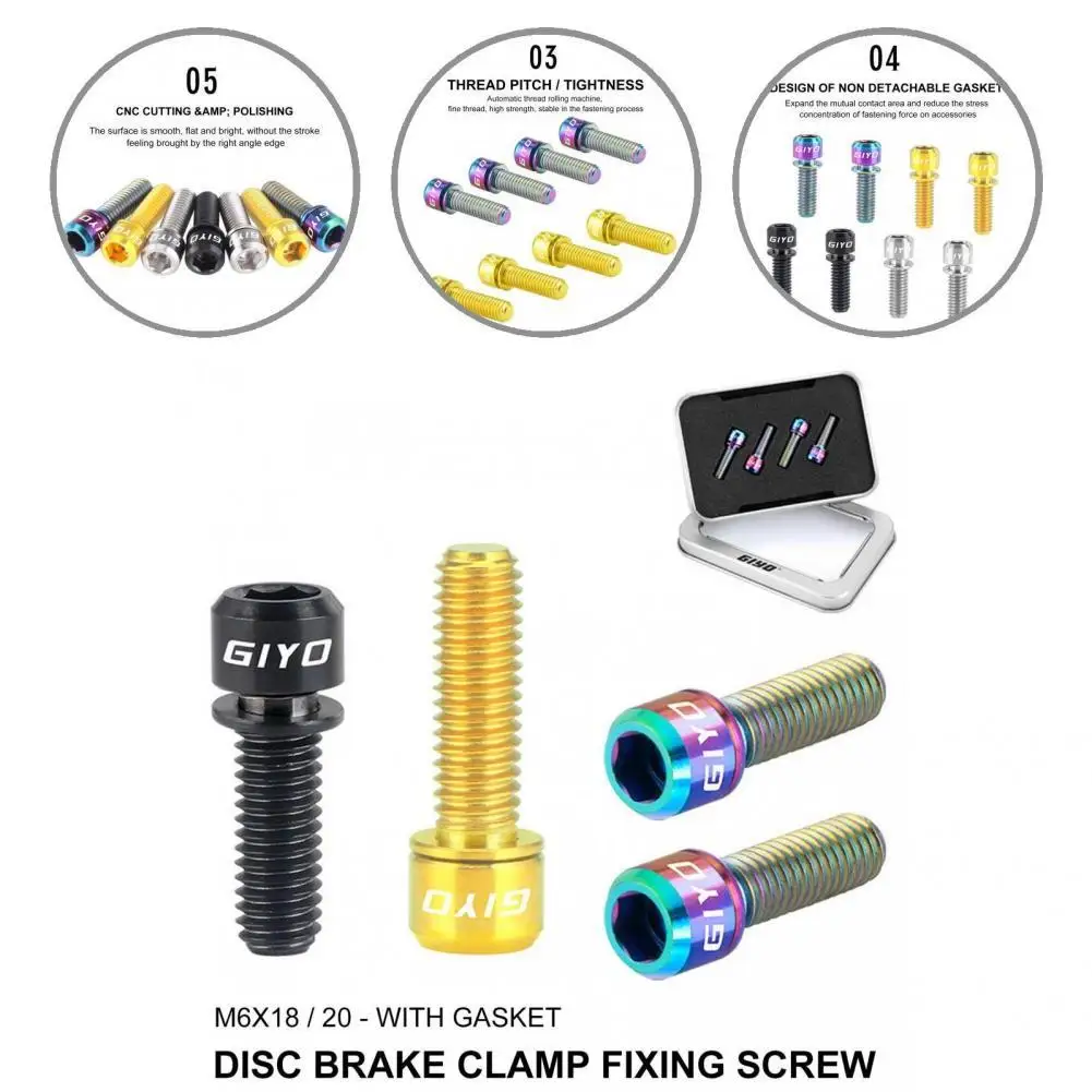 

High-quality Bike Stem Fixed Screw Good Practicability Lightweight Brake Fixed Bolts Disc Brake Screws 4Pcs/Box