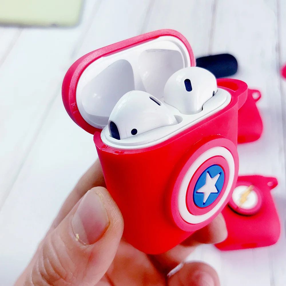 Классные мягкие силиконовые чехлы для Apple AirPods с Бэтменом из Мстителей, 2 кожаные чехлы для наушников, Bluetooth Air Pods, Защитные чехлы для наушников