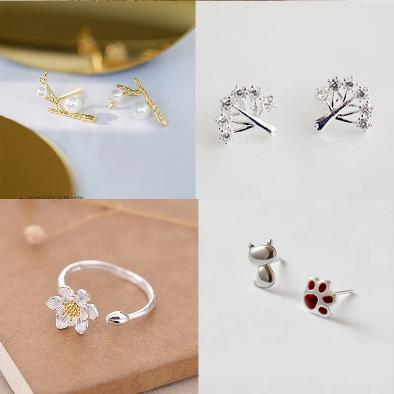 

925 пробы серебро контактный Вишневое дерево в форме рогов оленя кота и Другое изысканный Подарки на Новый год добавят очарования