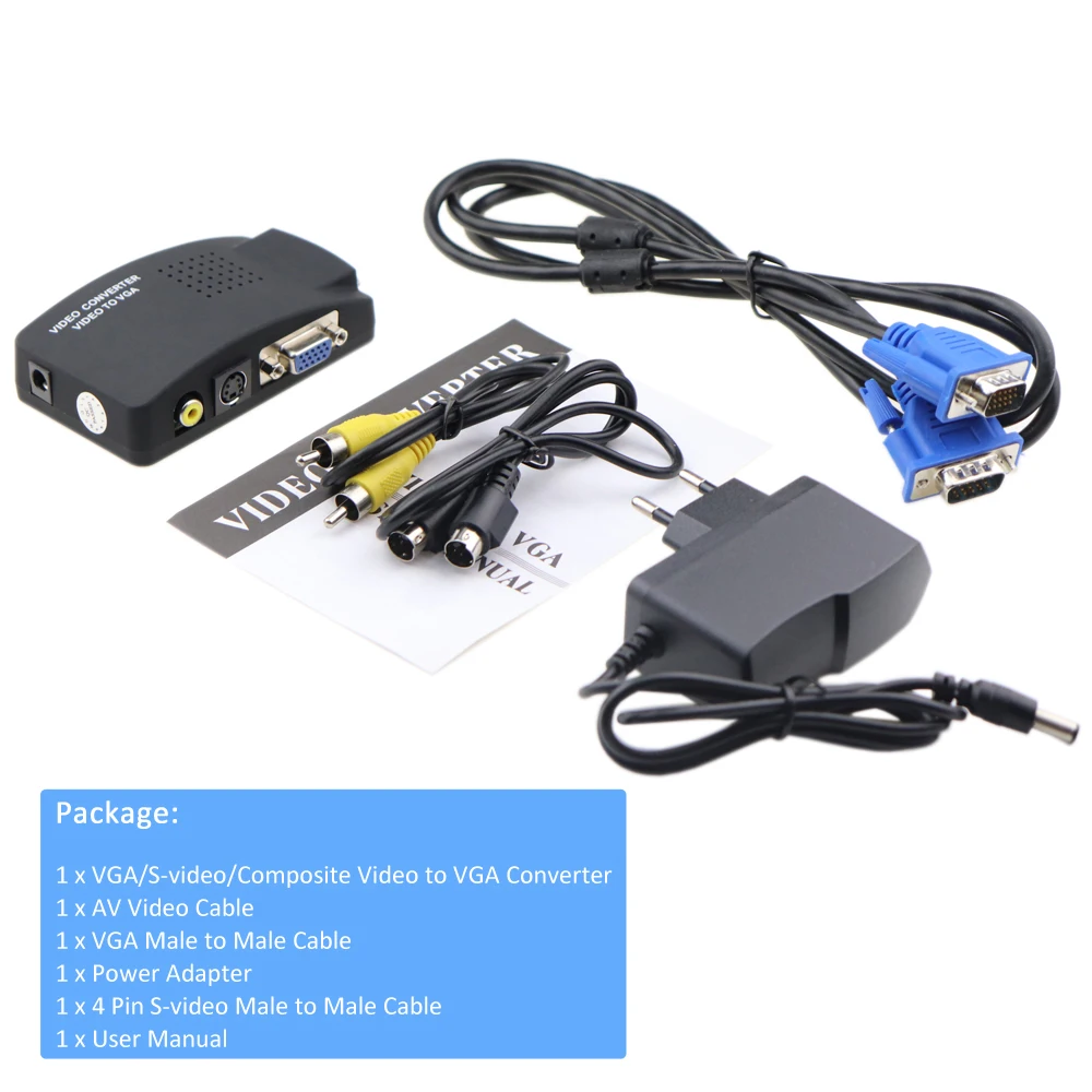 Zeadow RCA композитный AV S-видео к VGA конвертер коробка CC TV DVR ПК ноутбук телевизору