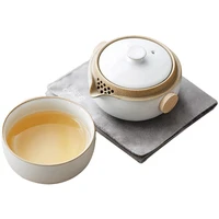 moon white glaze portable kungfu tea set ceramic tea for one set a minimalist look one pot one cup