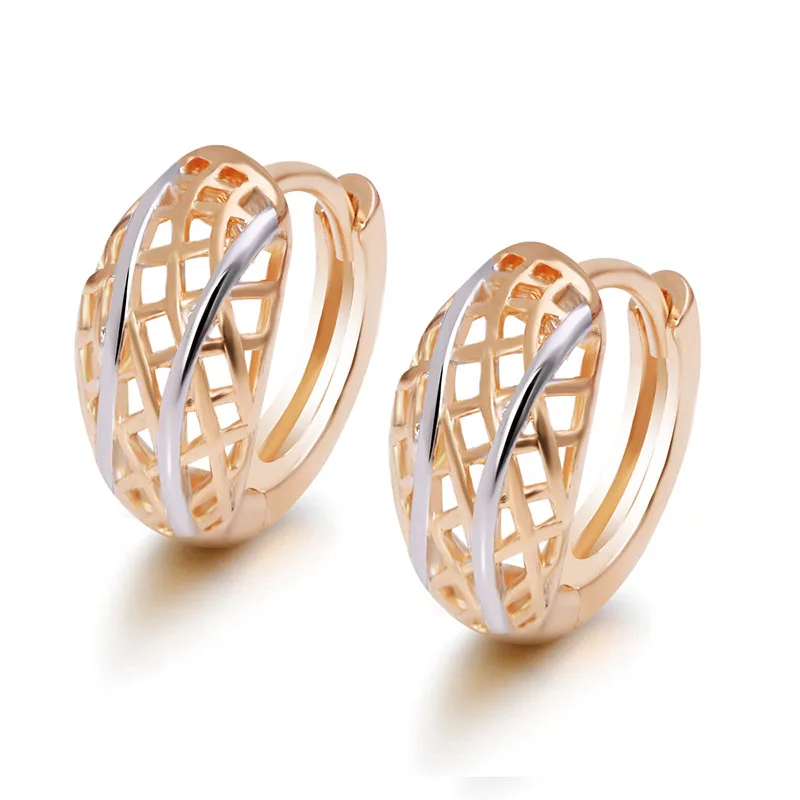 Женские серьги-кольца MxGxFam 18 K белые золотые без камня в классическом стиле |