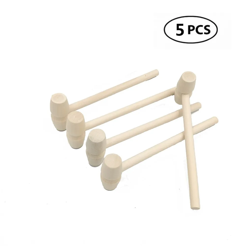 5pcs Wood Mini Hammer Knock Planet Cake Wooden Hammer Children Flat Toy Mallet Spot