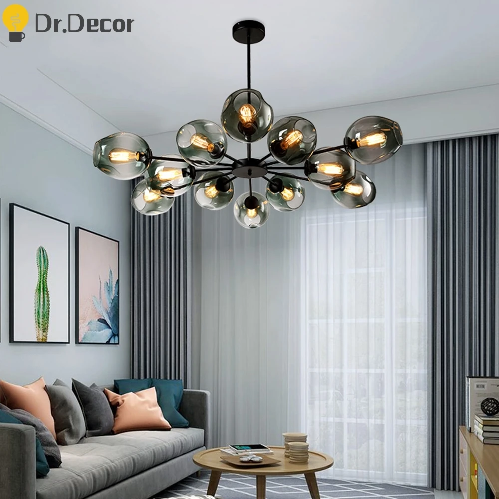 Современная стеклянная люстра освещение домашний декор люстры деревенский бар