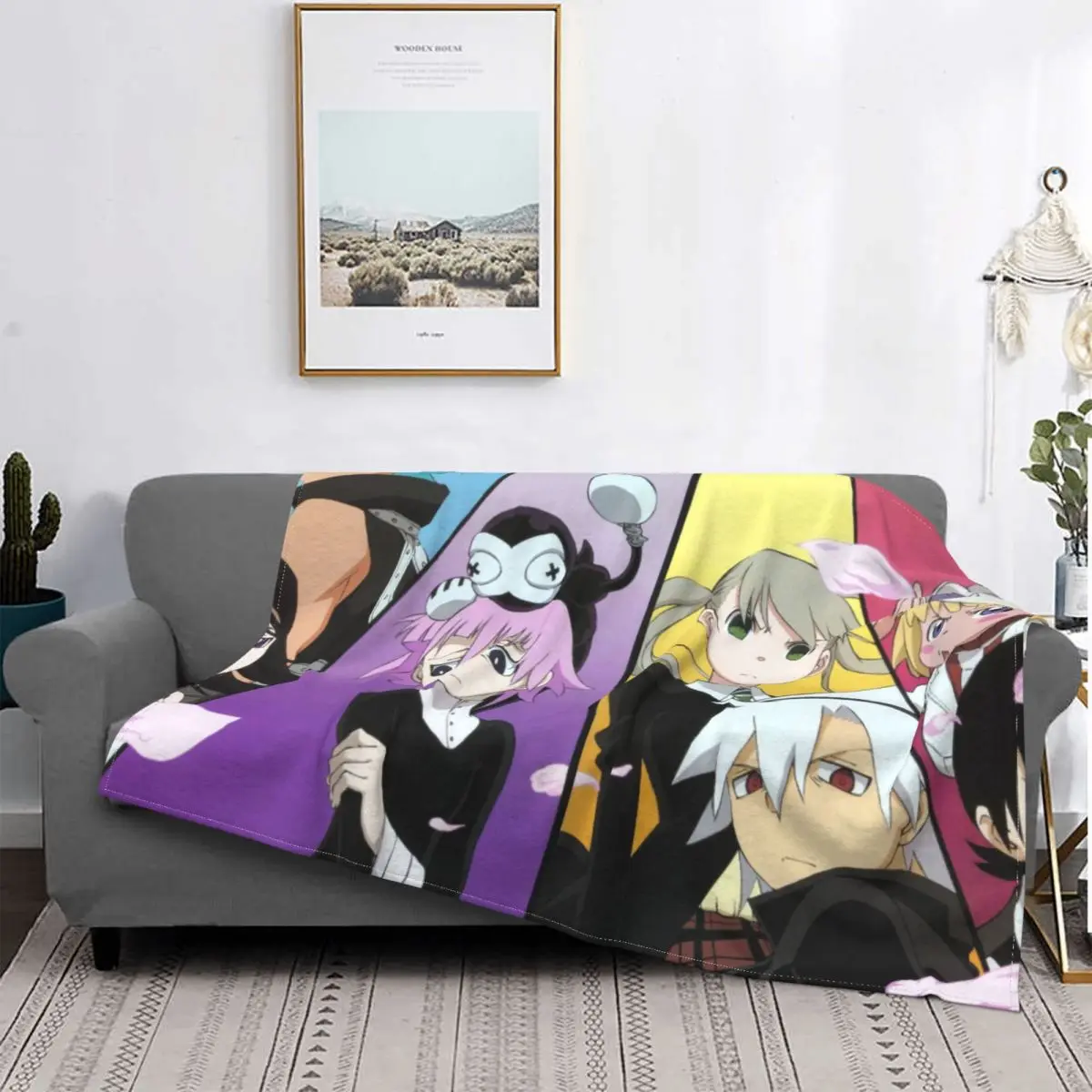 

Милые портативные теплые одеяла для постельных принадлежностей Soul Eater Death The Kid Magic Comics