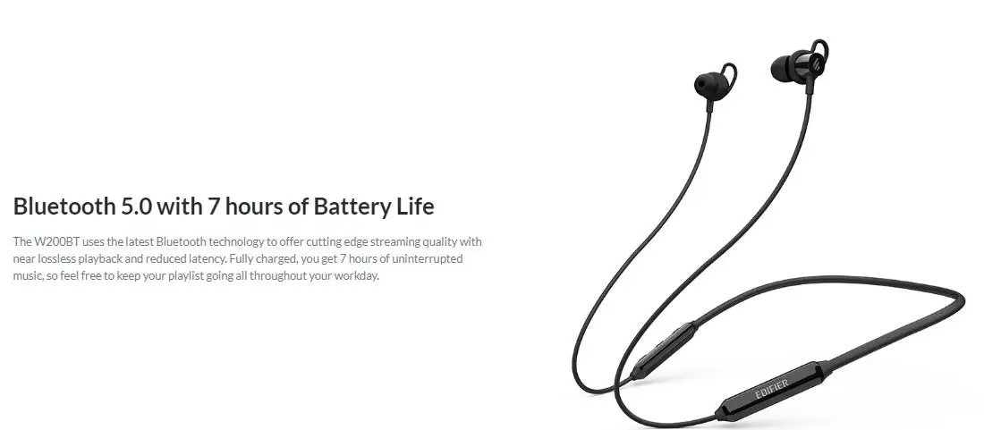 EDIFIER W200BT Bluetooth V5.0 беспроводные Bluetooth спортивные наушники Висячие шеи длительное время ожидания IPX4