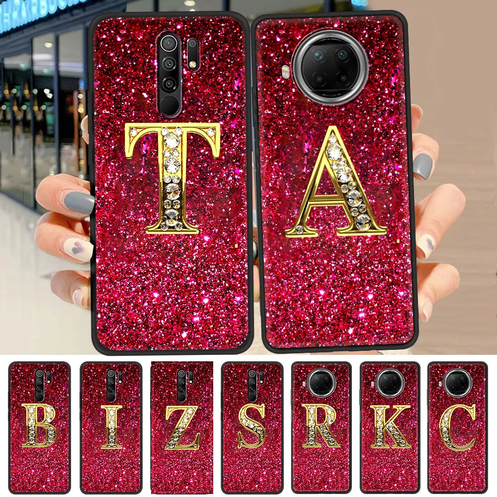 

Crown Letter A Z for Xiaomi Redmi Note 9S 9 8 10 Pro Back Case 8T 9T Mobile Phone Casing 9C 9A 7A K40 Soft Cover Capa
