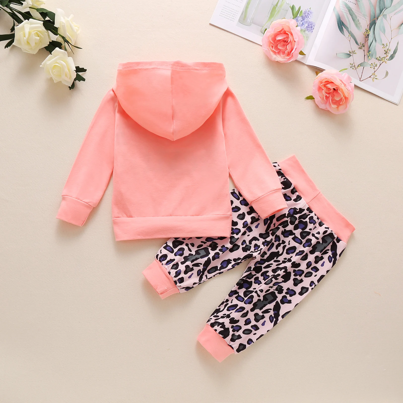 Pudcoco для маленьких детей свитер с капюшоном + штаны леопардовым принтом и Mama's