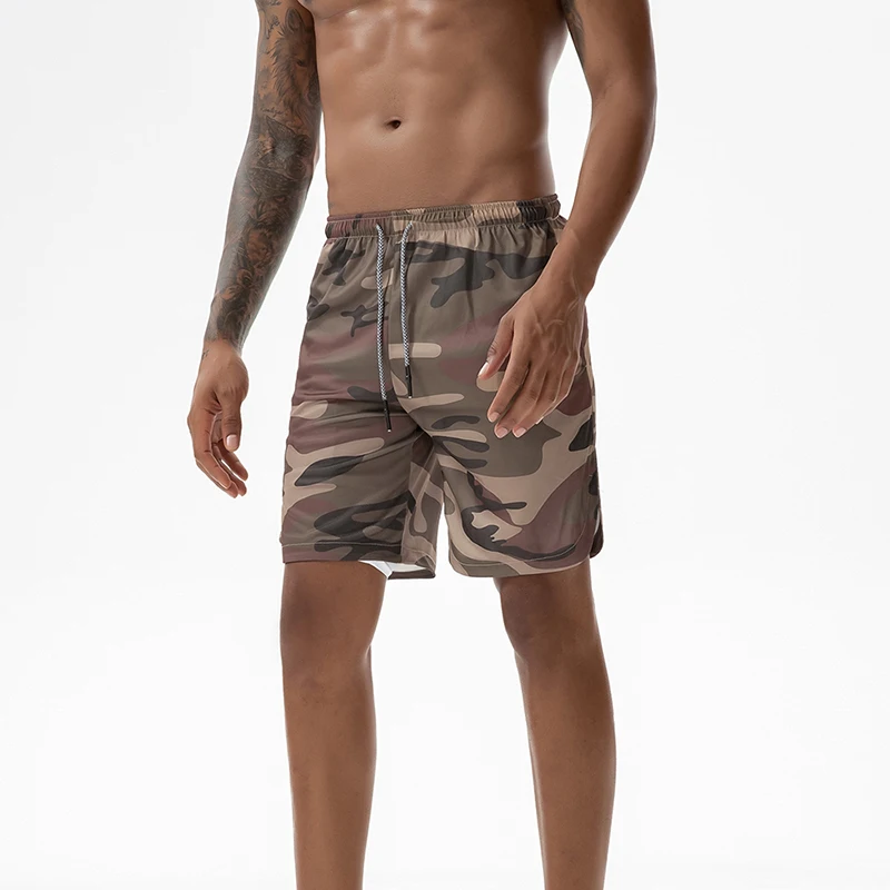 Мужские шорты для спортзала 2 1 камуфляжные джоггеры с внутренними карманами и