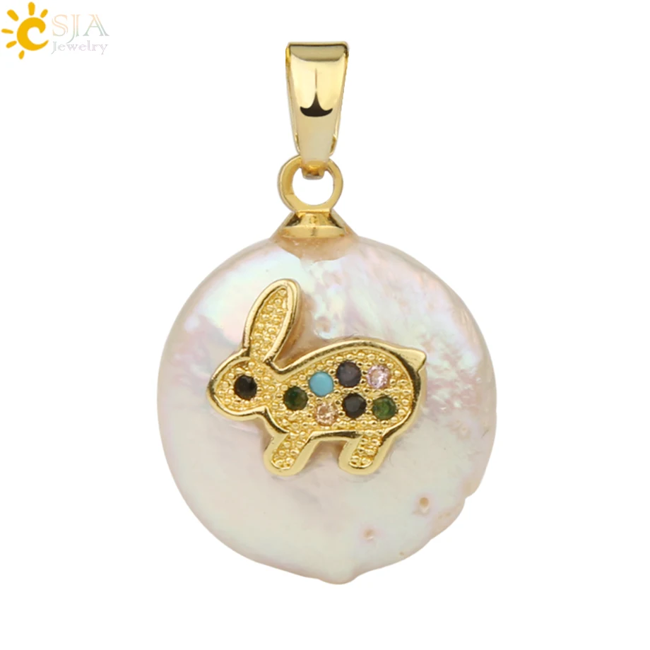 Pendant-O Csja кулон из пресноводного жемчуга крыло животное слон сова кролик растение кактус Подвески ожерелье со стразами для женщин Девушка G216 - Окраска металла: Pendant-O