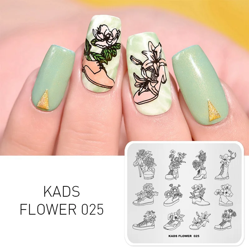 Flower 025 KADS Стемпинг 34 дизайнов цветы живоные геометрический шаблон Пластины для стемпинга Штамп для ногтей Трафареты для ногтей для М - Цвет: Flower 025