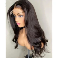 natural wave lace front wig soft hair t part synthetic wig jet black preplucked middle part with baby hair cosplay headband wig