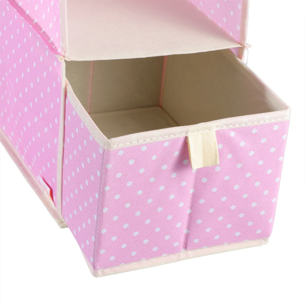 

4 Layers Hanging Closet Organizer Foldable Non-woven Hanging Shelves with 1 Drawer 25x18x59cm (Blue with Dot)