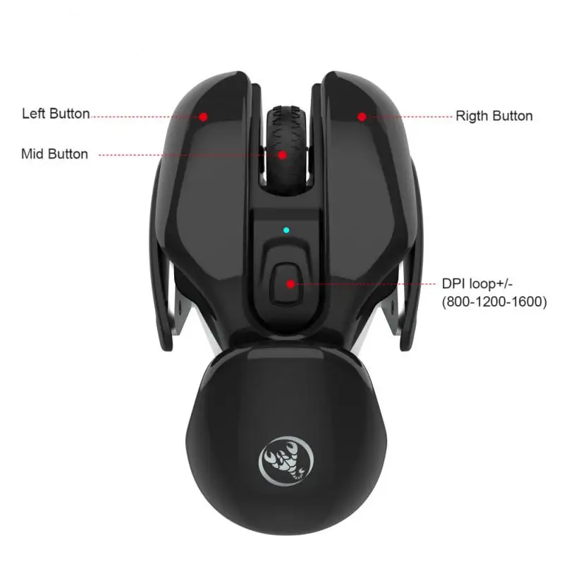 

T37 Silent 2.4G Silence Wireless Gaming Mouse Rechargeable Ergonomic Adjustable 1600 DPI Mice Adjustable Office Mouse For Pc