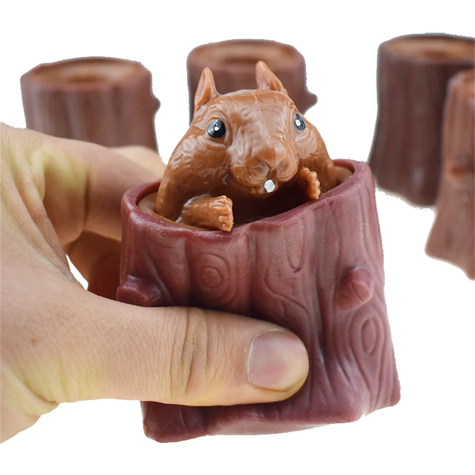 

New exotic squeeze cute pet pinch music squeeze surprise tree stump animal vent toy Popular SquirrelSqueezeOffice Penholder Cup
