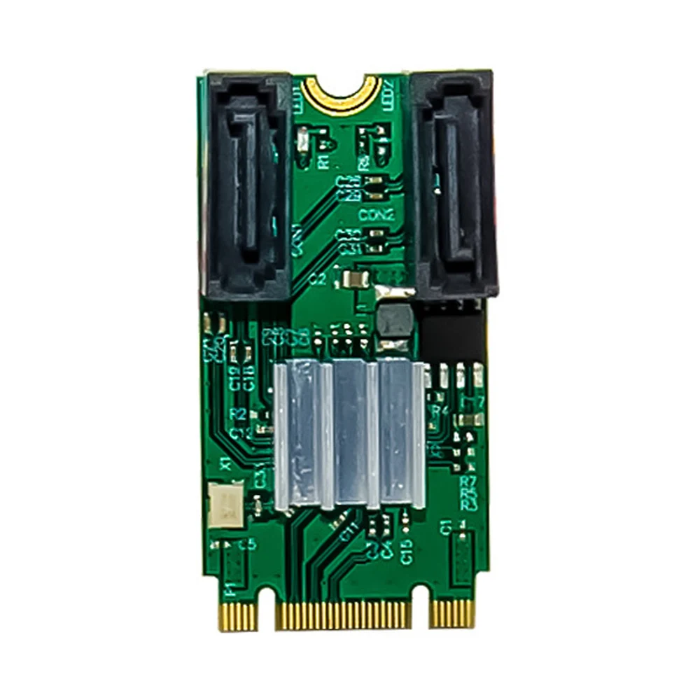 

ST551 M.2 B+M KEY to Two Ports SATA GEN3.0 6G Expansion Card PCIe ASM1061 Chip Built In Disk Riser Card for Desktop