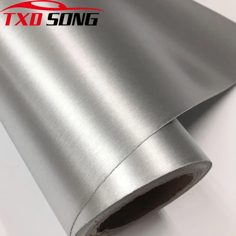 

50cmx300cm Chrome Silver Brushed Aluminum Vinyl Wrap With Air Release Bubble Free Car Motorbike Sticker Wrapping