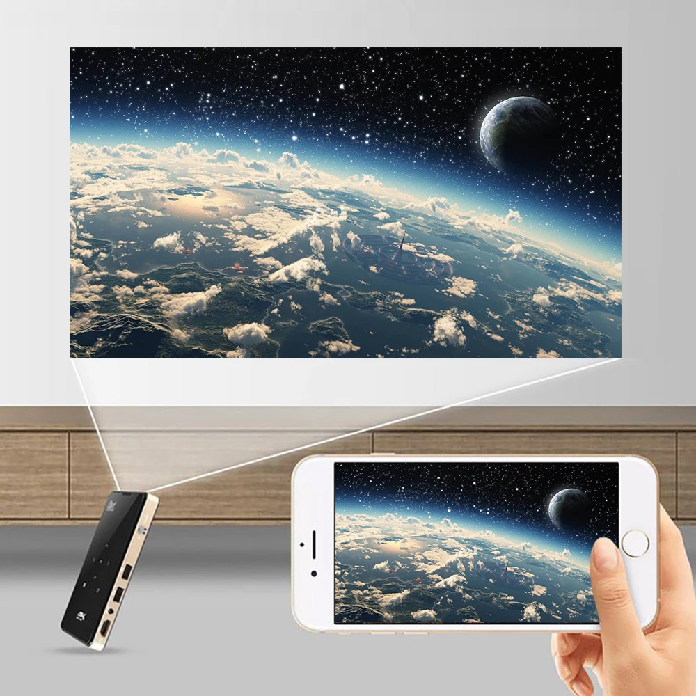 Реальный ТВ P09 Мини Портативный DLP Android проектор Поддержка 4K декодирование WiFi