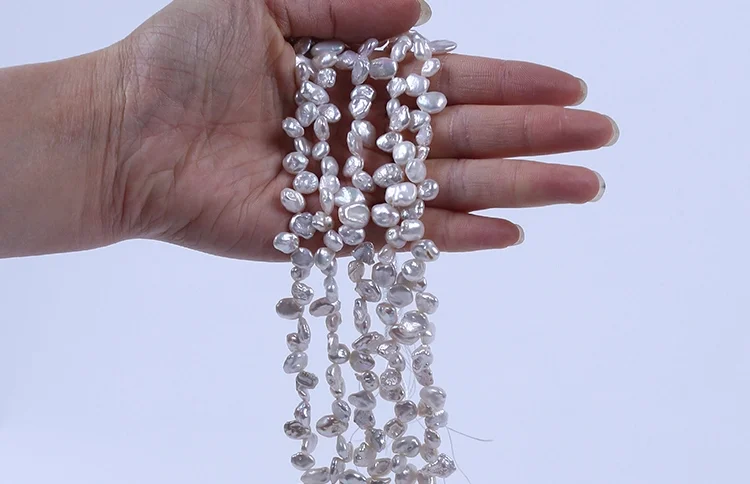 

APDGG Wholesale 5Strands 8-9mm White Irregular Beads Pearls Freshwater Real Pearl Strand Beads women lady jewelry DIY