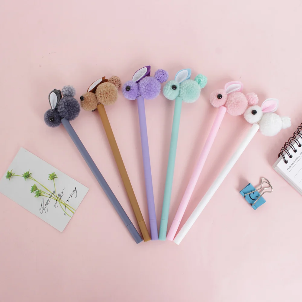 Гелевая ручка Kawaii в Корейском стиле с плюшевыми ушками кролика гель желе Цвет