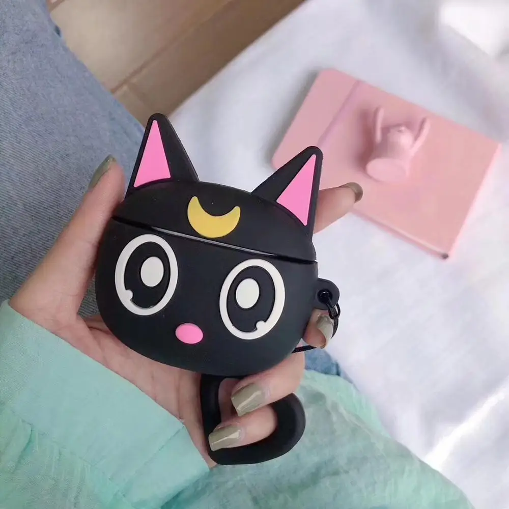 3D мультфильм плохой BADTZ-MARU Луна Кошка Силиконовый мягкий чехол для Apple Airpods 1/2 крышка беспроводной Bluetooth наушники чехол для гарнитуры