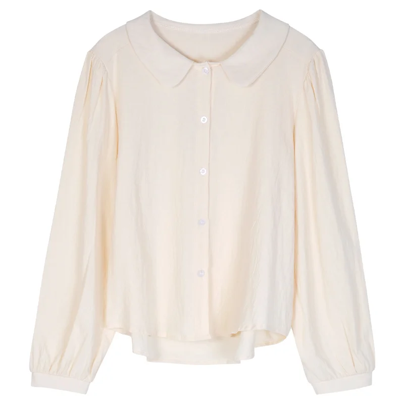 2021 Новый Белый Топ шикарный дизайн детский воротник рубашка с длинным рукавом