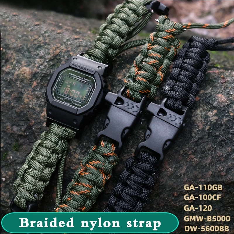 FOR CASIO G-SHOCK Small Box Series DW5600 GW-5610 Outdoor Umbrella Rope Modified Nylon Strap Men's Watch Accessories