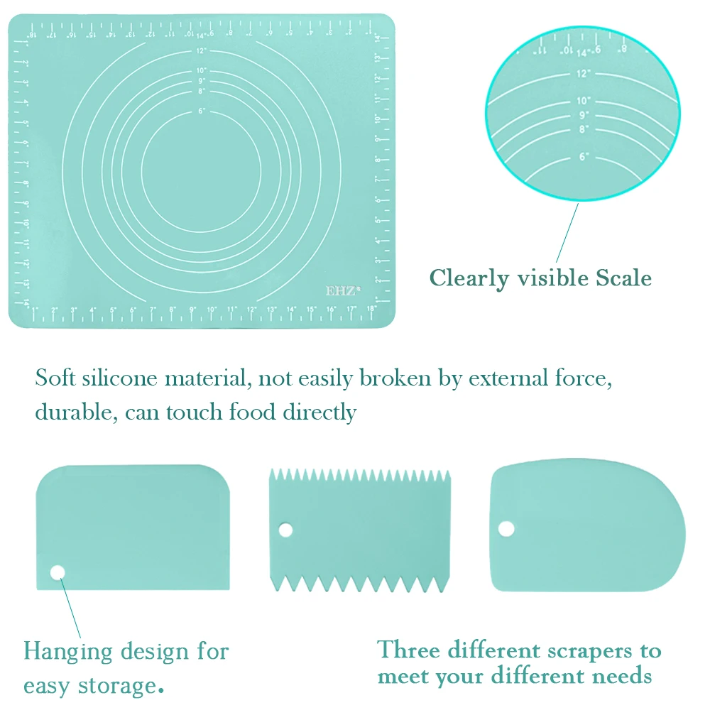 Набор для выпечки EHZ с пластины для раскатывания теста, силиконовой подставкой для замешивания, листом для взвешивания и лопаткой для лапши Домашние кухонные инструменты