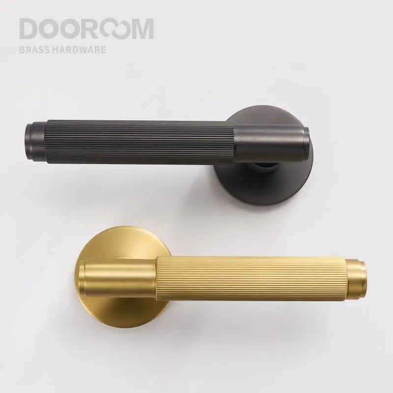 Dooroom латунный дверной замок набор Современный серый интерьер спальня ванная комната двойной деревянный дверной рычаг набор манекен ручка - изображение